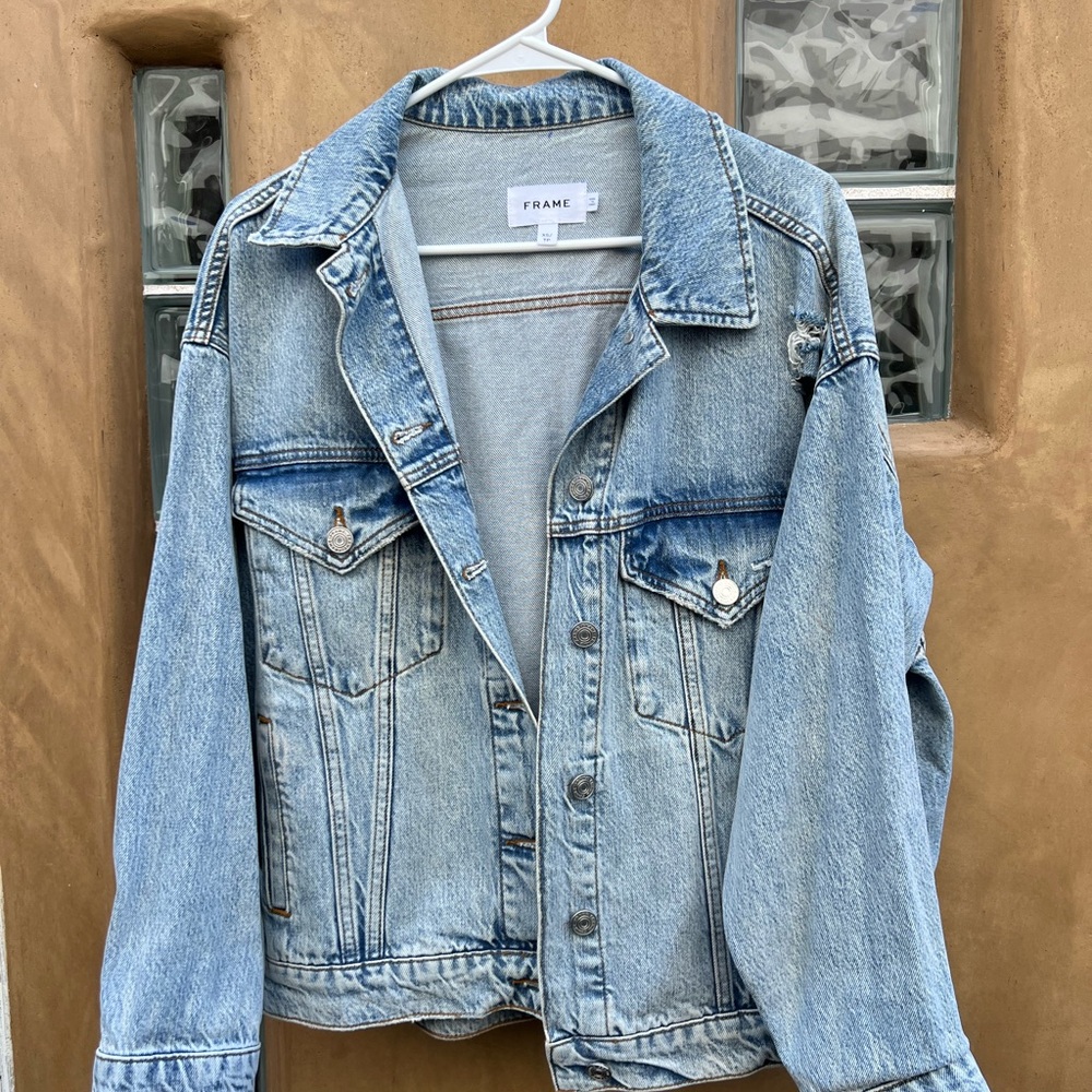 FRAME Oversized Jean Blue Denim Jacket